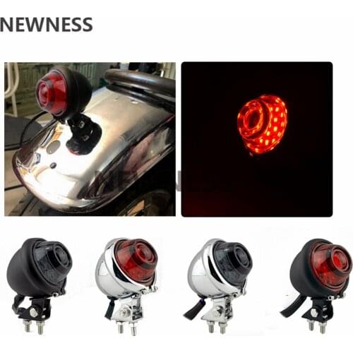 For Harley Chopper Bobber Cafe Racer Motorcycle Rear Adjustable Stop Tail Light Lamp 2 bolt bottom mount fixings Red Lens Chrome