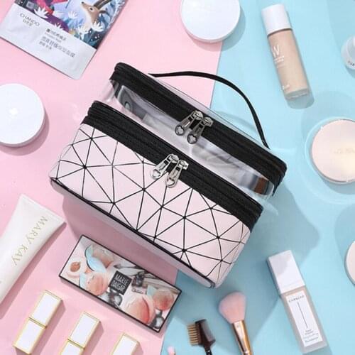 Women Makeup Organizer Bag Portable Outdoor Travel Womens Cosmetic Bag Storage Bag Waterproof PU Cosmetic Bag Bathroom Wash Bag