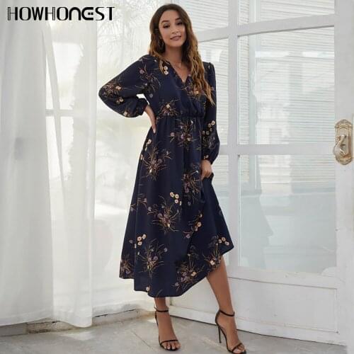 Za Dresses for Women Autumn Winter New Style Elegant V-neck Long Sleeve Printed Floral Casual Holiday Party Midi Dress vestidos