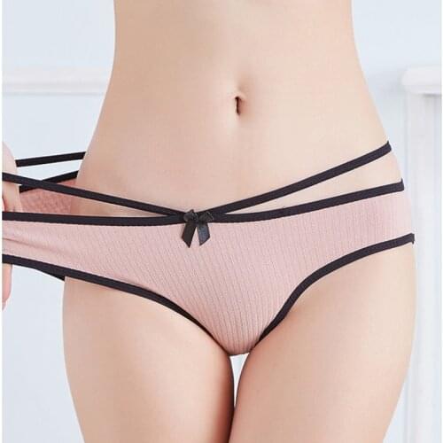 3 pcs Fashion sexy Cotton pants low waist striped underpants thin breathable women briefs antibacterial girl student underwear