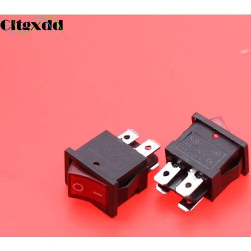 Cltgxdd 4pin Red LED light Rocker Switch KCD1-104N For Car Boat,Power socket connector Brass feet 4 pin AC 10A 125 / 6A 125V