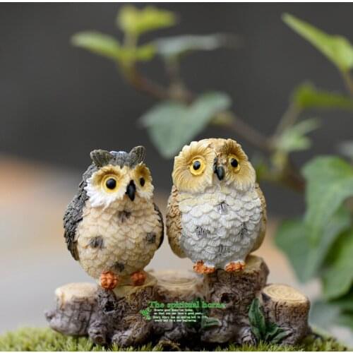 4pcs kawaii resin Owl Decoration miniature figurines Moss Micro Landscape Creative Gift Fairy Garden Miniatures Home Decor