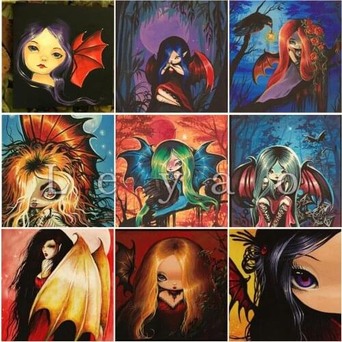 5D DIY Diamond Painting Vampire Girl Cartoon Ghost Full Square Round Diamond Embroidery Cross stitch Diamond Mosaic Home Decor