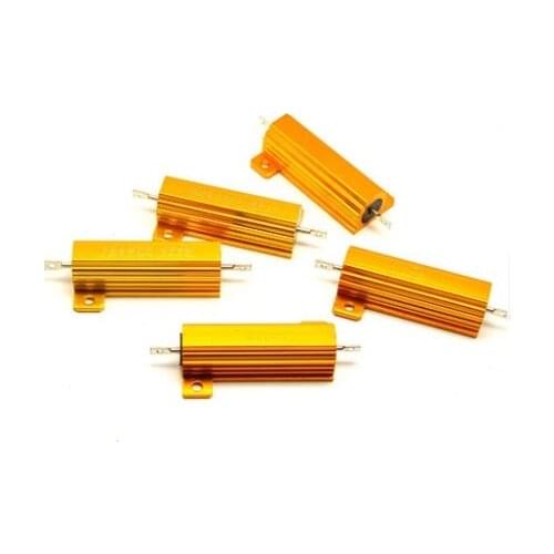 RX24 50W Watt Power Metal Shell Aluminium Gold Resistor RX24 50W 0.1R 0.2R 0.22R 0.3R 0.33R 0.4R 0.47R 0.5R 0.56R 0.68R 0.8R