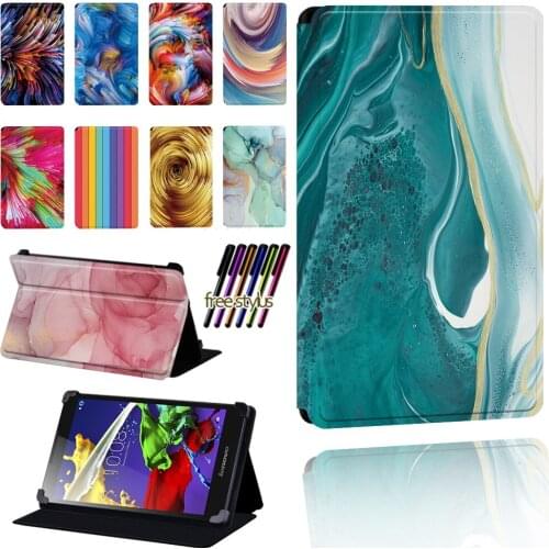 Watercolor Pattern Case for Lenovo Tab 2 A7 / A8 / A10-70 / Tab 3 / Tab 4 Tablet Pu Leather Foldable Dust-proof Protective Case