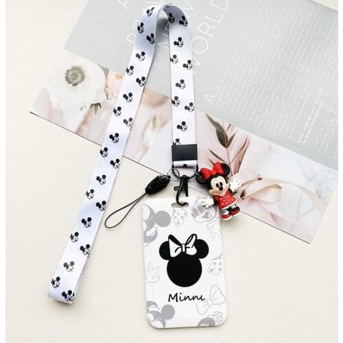 Disney Card holder cartoon student campus meal card package ID holder with lanyard bus subway ic card protective cover