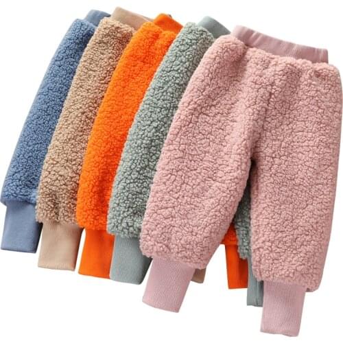 Baby Kids Cashmere Pants Winter Fur Wool Trousers for Boys Girls Casual Warm Bottom Pants Toddler Kids Thicken Pants for 2 4 6 8