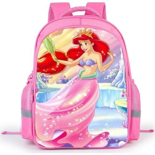 Disney Cartoon Backpack Little Mermaid Ariel Princess Kids School Bag Fairy Tale Book Bags for Teen Girls mochila Bolsa