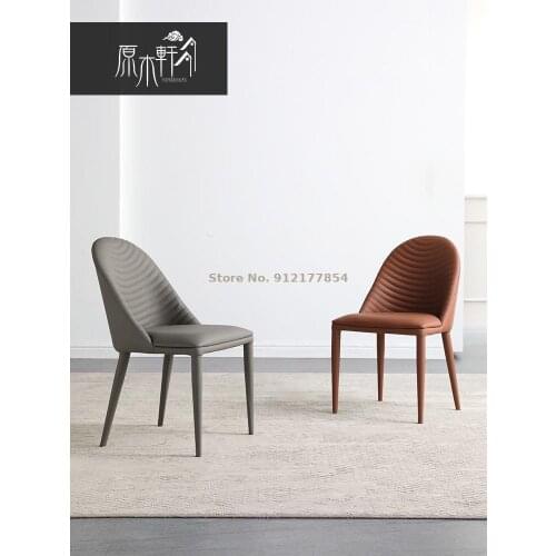 Designer Light Luxury High-end Dining Chair Modern Simple Home Nordic Net Red Italian Restaurant Soft Wrapped Leather Back Chair