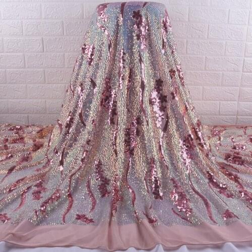 Zhenguiru French Lace Fabric Multicolor Sequins Nigeria Wedding Dress High Quality African Tulle Lace Fabric For Party A1888