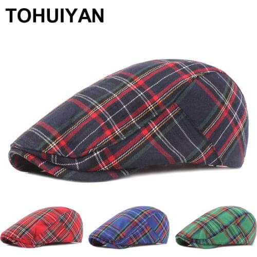 Hot Sale Unisex Plaid Newsboy Caps Women Spring Summer Casquette Golf Hats Duckbill Visor Flat Cap Gorras Planas Berets for Men