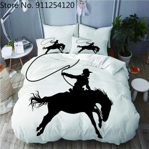 3d Print Bedding Sets Cowboy Riding Horse Duvet Cover 2/3 Piece Rider Rope Sport Country Western Bed Cover Sets Home Textiles