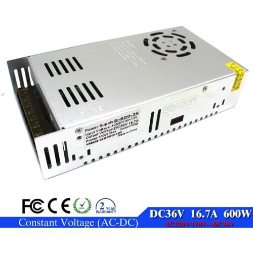 Best quality 36V 16.7A 600W Switching Power Supply Driver 110V 220V AC Input to DC36V SMPS for Stepper CNC CCTV Motor Led lamp