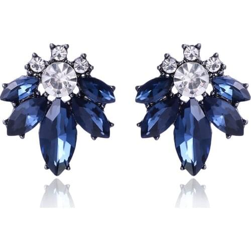 LUBOV Colorful Crystal Stone Women Piercing Earrings Rhinestone Inlaid Color Metal Stud Earrings Christmas Gift Jewelry