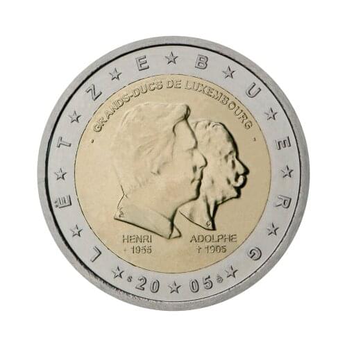 Luxembourg 2005 Duke Henry and Adolf 2 Euro Real Original Coins True Euro Collection Commemorative Coin Unc