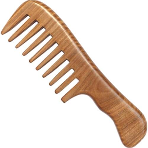 1Pcs Handmade Wooden Sandalwood Wide Tooth Wood Comb Natural Head Massager Hair Combs Hair Care