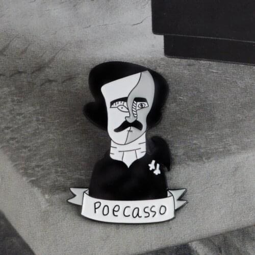 MINGQI Cartoon Picasso style edgar Allan Poe enamel brooch flower funny figure icon button badge Lapel pin jewelry accessories