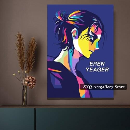 Canvas Paintings Modular Eren Yeager Poster Japanese Anime Pictures Wall Art Attack on Titan HD Prints Home Decoration