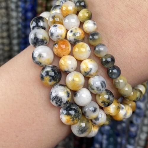 Natural Stone Yellow Persian Jades Round Beads For Bracelets Jewelry Making Diy Handmade Accessories 6-10mm Wholesale 15"