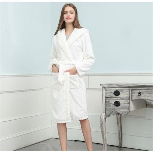 Hotel night gown bathrobe Korean thickened pajamas ladies warm nightdress home service plus size loose kimono robe ночнушка
