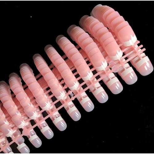 Wholesale 10set French Fake Toenails and False Finger nails Pre-colored Smooth Surface Acrylic Fingernails Meat pink Color