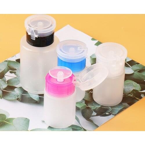 Portable 60ml Empty Clear Pump Dispenser Bottle Plastic Nail Polish Remover Cleaner Container