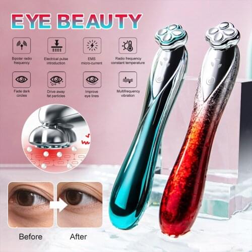 RF Radio Frequency Eye Beauty Instrument Fade Dark Circles Eye Bags Eliminate Puffiness EMS micro current Eye Massage Tool
