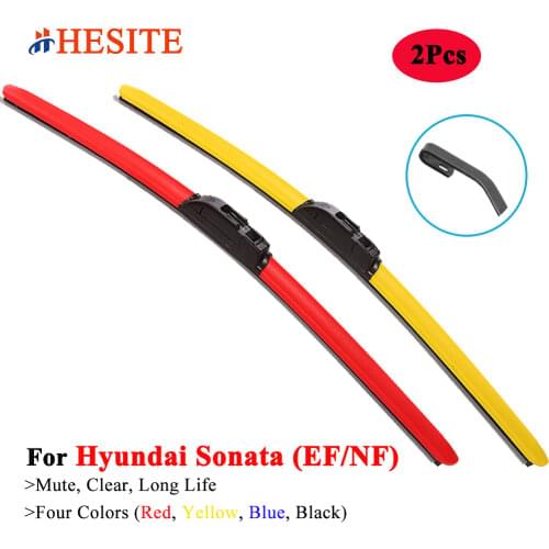 HESITE Colorful Wiper Blades For Hyundai Sonata IV V AWD 1.6t 1998 1999 2007 2008 Models Car Tools Windshield Wipers Red Yellow