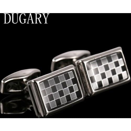 DUGARY Luxury shirt cufflinks for mens Brand cuff buttons cuff links High Quality Square grid wedding abotoaduras gemelos