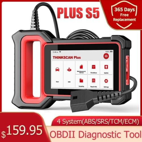 THINKCAR Thinkscan Plus S5 OBD2 Code Reader Auto Scanner 4 System Engine ABS SRS Transmission OBDII Diagnostic Tool PK CRP123i