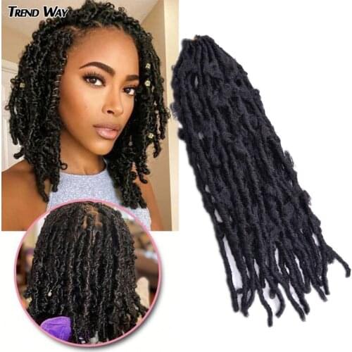 TrendWay 14 24inch Butterfly Faux Locs Synthetic Crochet Braids Hair Extensions Pre Stretch For Women For Kids Black Blonde Hair