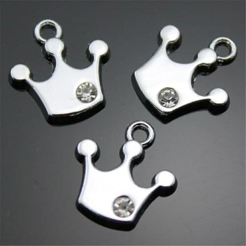 WYSIWYG 10pcs Charms Crown With Crystal 15x14mm Pendant Crown With Crystal Charms For Jewelry Making Jewelry Findings