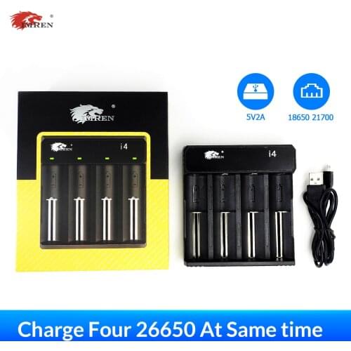 IMREN I4 Rechargeable Battery USB Charger For 14500 16650 17650 18650 26650 21700 18350 AA AAA 3.7V/3.6V Lithium NiMH Battery
