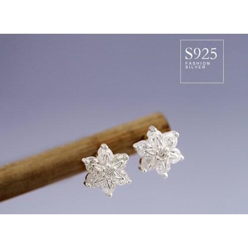 925 sterling svsmall snowflakes earrings female fashion wild little stars inlaid earrings for women gifts