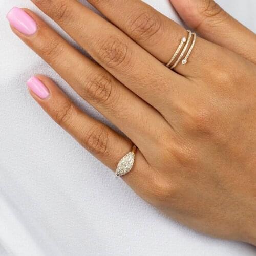 925 Sterling Silver Gold Color Iced Out Micro Pave Clear Cubic Zirconia CZ Paved Hot Fashion Women Sparking Bling CZ Dome Ring