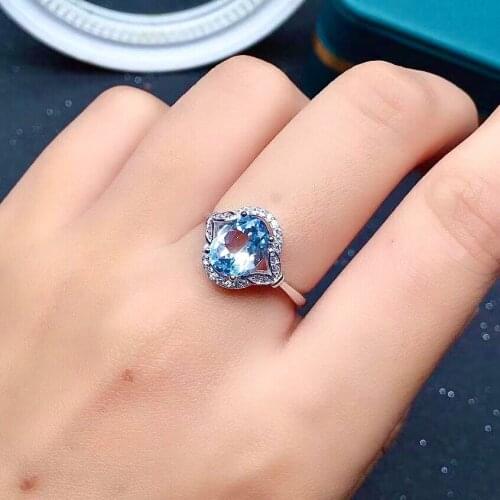 2ct 7mm*9mm VVS Grade Natural Topaz Ring for Office Woman 925 Sterling Silver Topaz Jewelry Brithday Gift for Wife