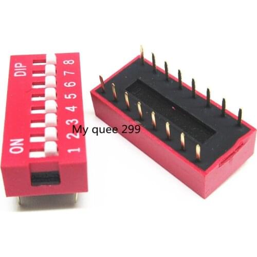 100Pcs Slide Type Switch Module 8-Bit 2.54mm 8 Position Way DIP Red Pitch