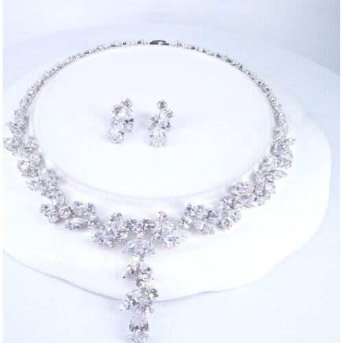 2021 new fashion luxury Crystal retro CZ zircon Nnecklace earring set,wedding bridel dinner banquet dress jewelry free shipping