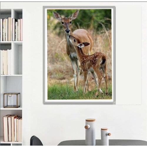 5D diamond mosaic Sale Diamond painting Full Mother deer 3D diamond embroidery Sale Square beaded embroidery Sale Wall sticker