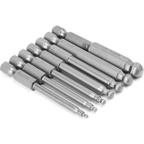 7pcs Magnetic Screwdriver Bits Ball End Hex Head Easily Sucking Screws Electric Drill Attachment Power Drilling Tools