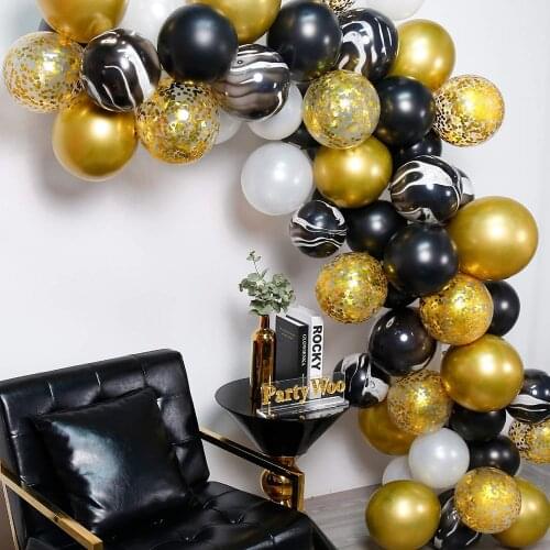 72pcs Black Agate Balloons Chrome Gold Latex Ballon Garland Arch Kit Appy New Year Wedding Birthday Party Decor Supplies