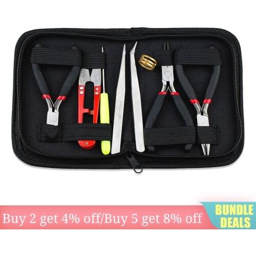 8PCS Stainless Jewelry making Tools Set with Plier ,Round Nose Plier,Scissor tweezers Beading Tool Kit for bracelet necklace DIY
