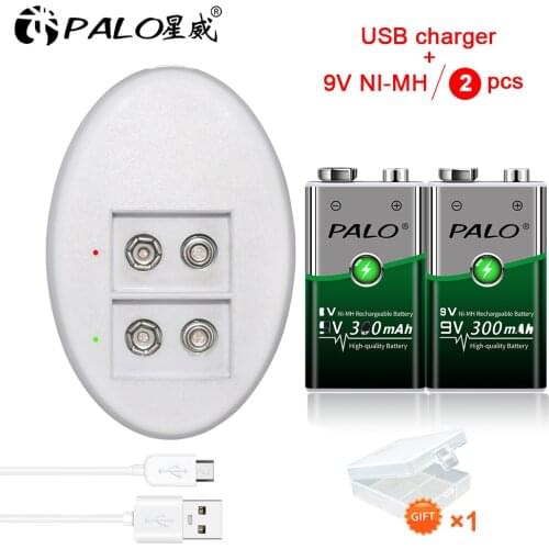 9V 6F22 rechargeable battery 600mAh li-ion batteries and 9V battery USB charger