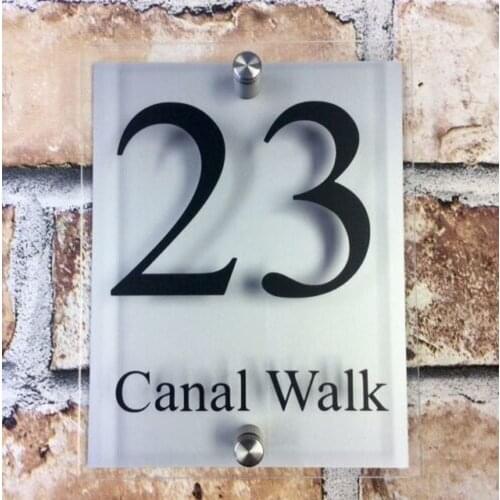 DIY House Number MODERN HOUSE SIGN PLAQUE DOOR NUMBER HOUSE NAME GLASS EFFECT PERSONALISED