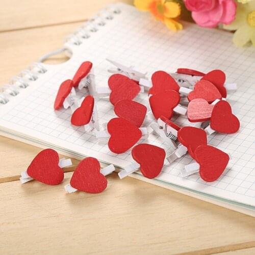 DIY heart shape Mini clip cute note clip photo clip peach clip wood craft decoration clip