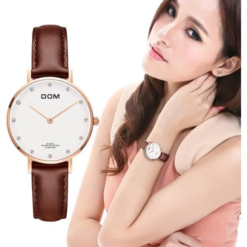 Женские часы с кожаным ремешком DOM China At AliExpress