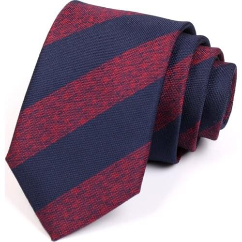 Mens Fashion 7CM Red / Blue Striped Ties High Quality Gentleman Business Ties For Men Business Suit Work Necktie with Gift Box