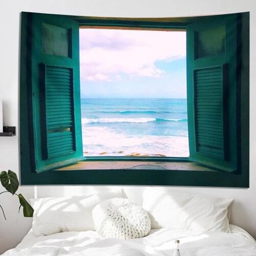 Tapestry Blanket Window pattern Nature landscape Intuitive stereo Polyester Elegant Eye-catching Wall Tapestry Decoration Coth