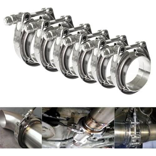 Exhaust Clamp 304 Stainless Steel with Iron Flange 2/2.25/2.5/2.75/3/3.25 Inch Downpipes Pipe Turbo Exhaust V-Band V Clamps Kits