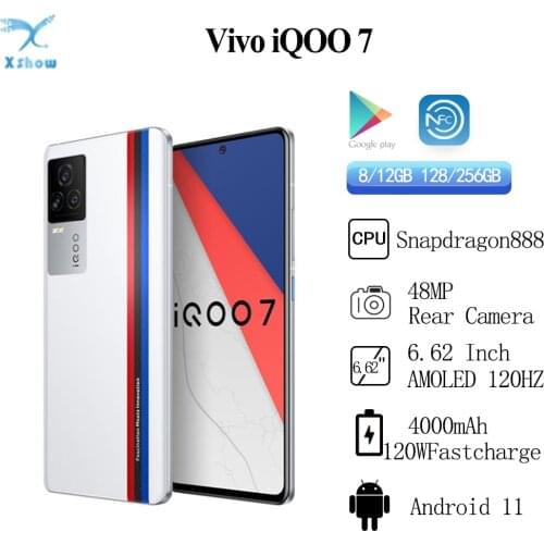IQOO 7 5G Smart Phone Snapdragon 888 120W Fast Charging 6.62inch 120Hz AMOLED Display LPDDR 5 UFS 3.1 WIFI 6 Android 11